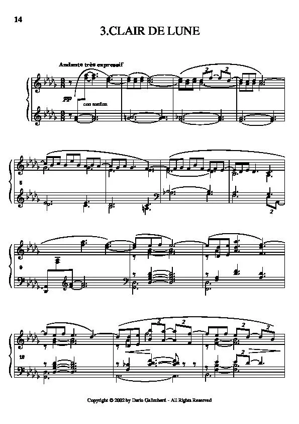 télécharger la partition d'accordéon Clair de lune    (Piano) au format PDF