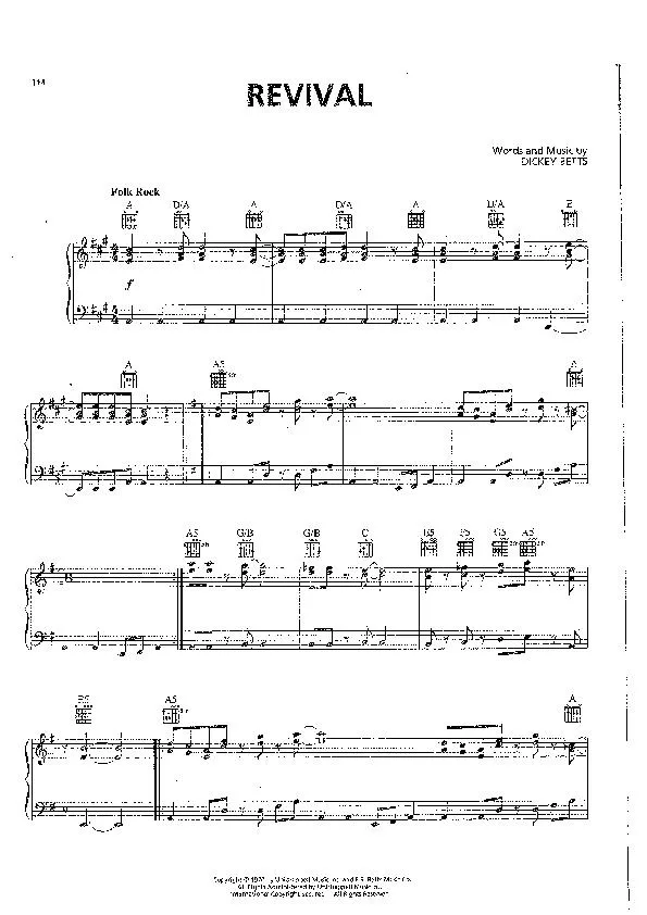 télécharger la partition d'accordéon Revival (Inteprètes : The Allman Brothers Band) (Folk Rock) au format PDF