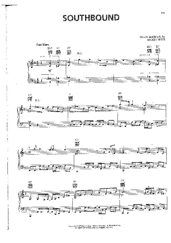 télécharger la partition d'accordéon Southbound (Interprètes : The Allman Brothers Band) (Fast Blues) au format PDF