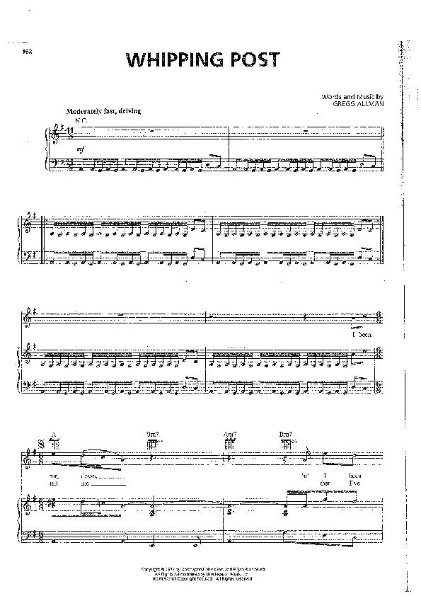 télécharger la partition d'accordéon Whipping post (Interprètes : The Allman Brothers Band) au format PDF