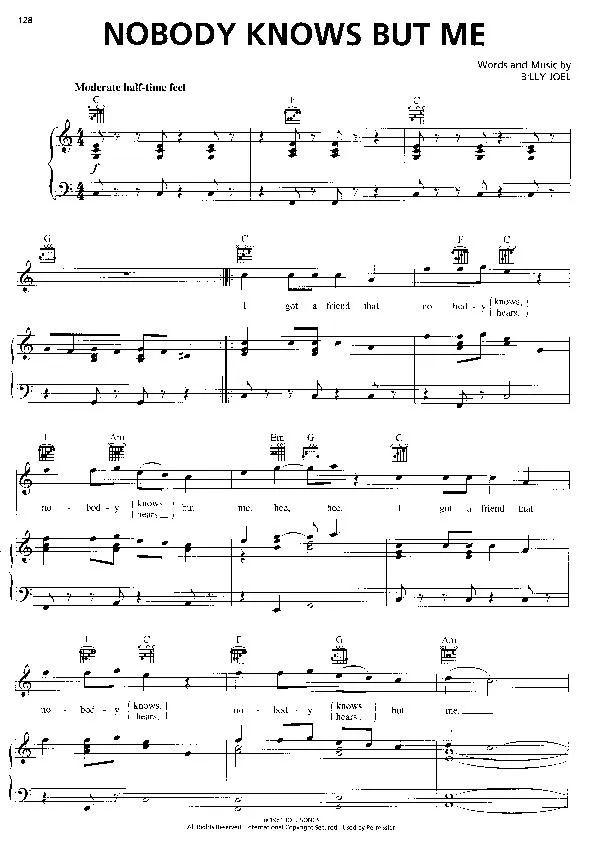 télécharger la partition d'accordéon Nobody knows but me au format PDF