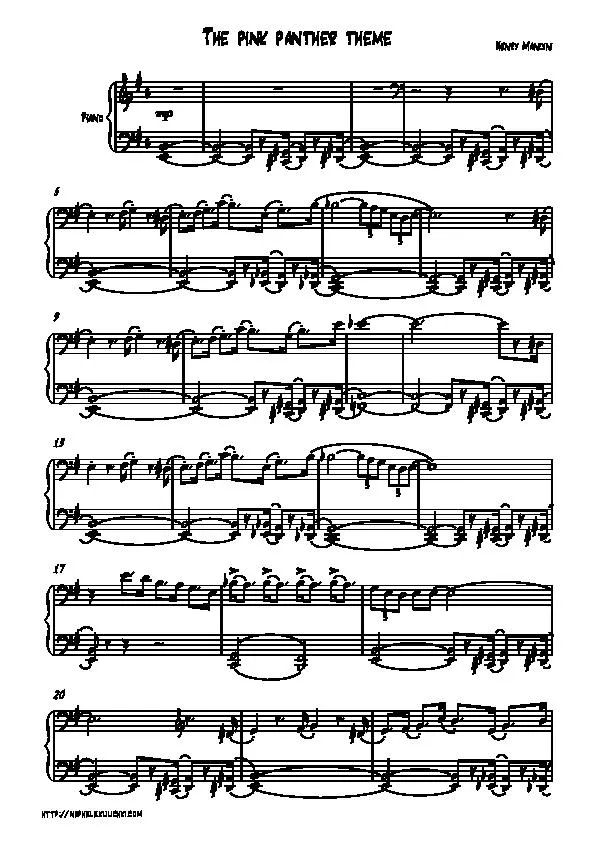 télécharger la partition d'accordéon La panthère rose (The pink panther theme) (Piano) au format PDF