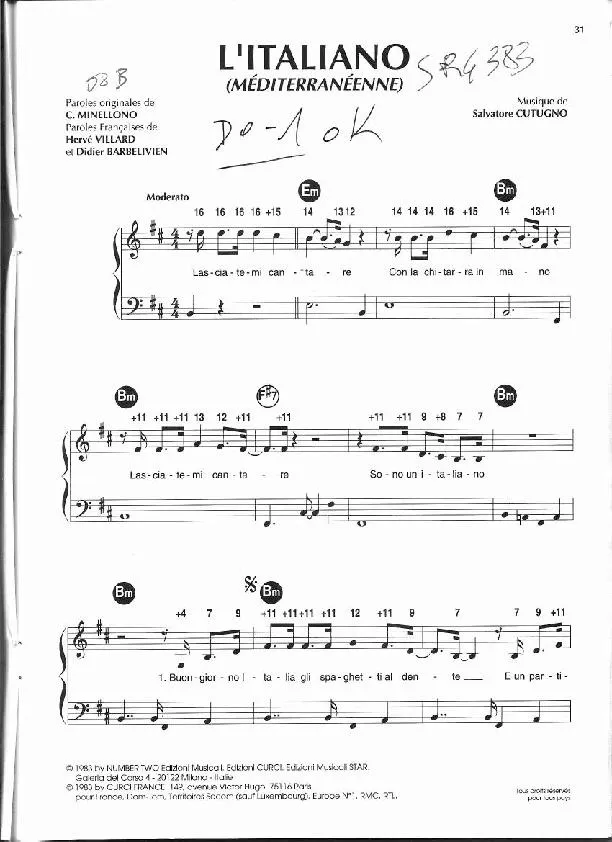 télécharger la partition d'accordéon L'Italiano (Méditerranéenne) (Pop) au format PDF