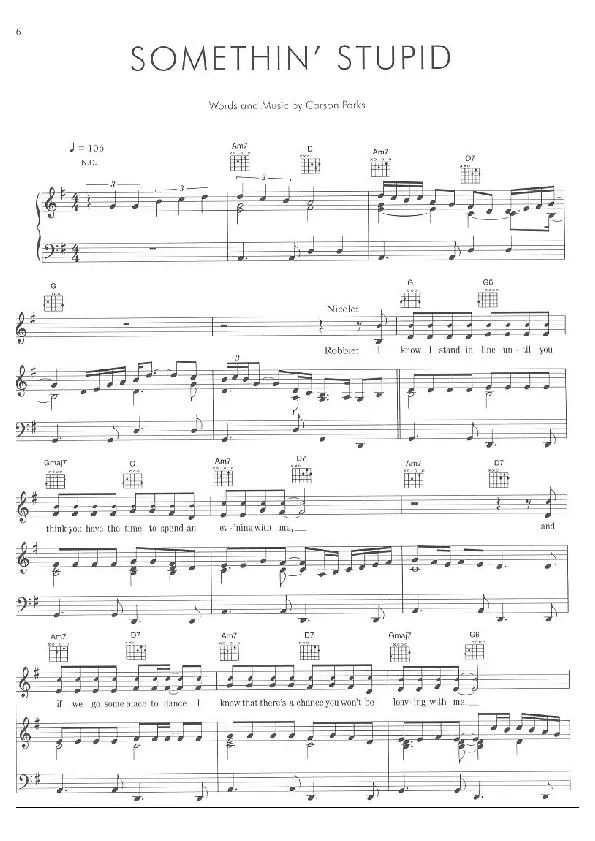 télécharger la partition d'accordéon Somethin' Stupid (Chant : Robbie Williams / Nicole Kidman) au format PDF