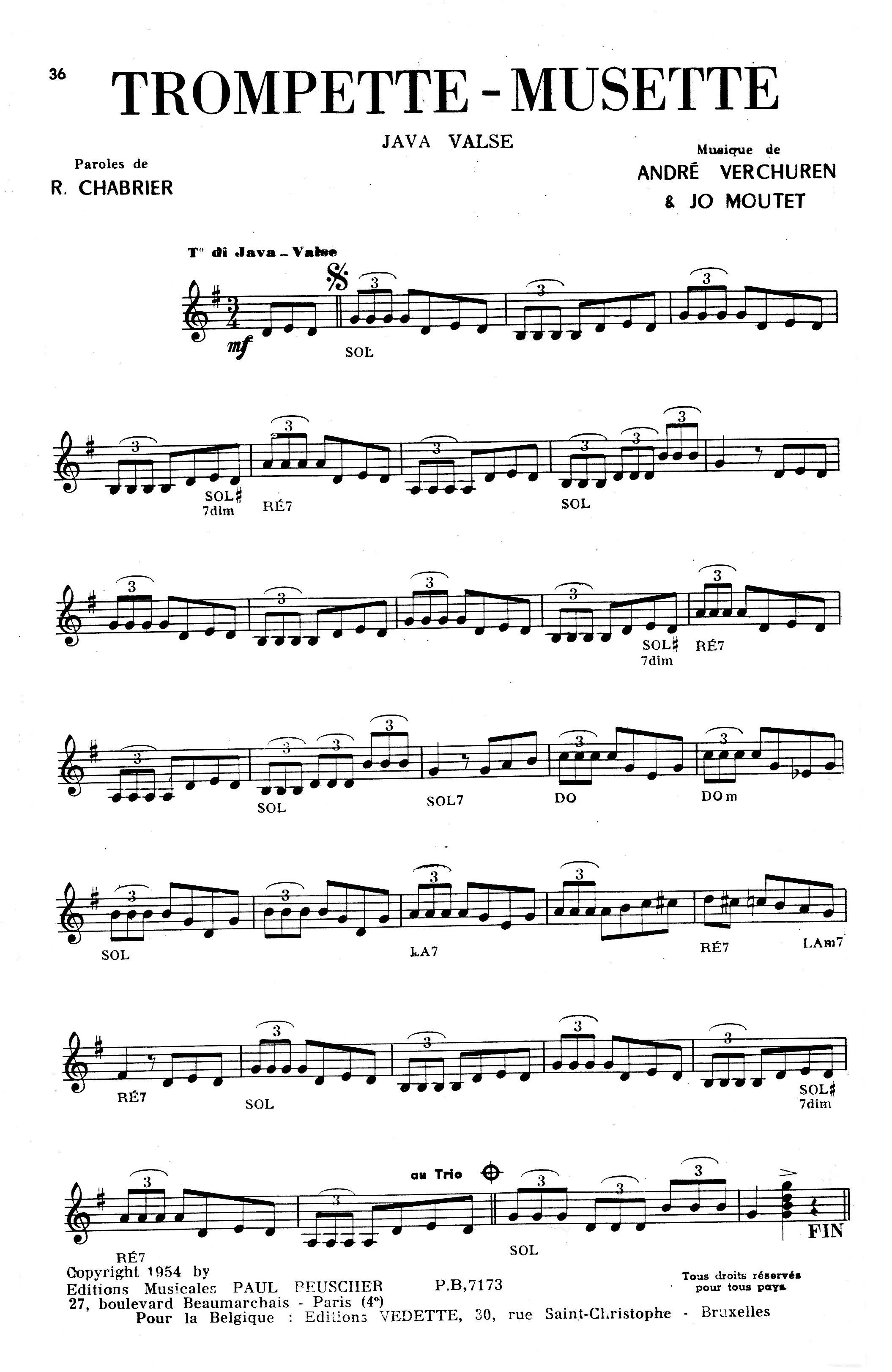 télécharger la partition d'accordéon Trompette Musette (Java Valse) au format PDF