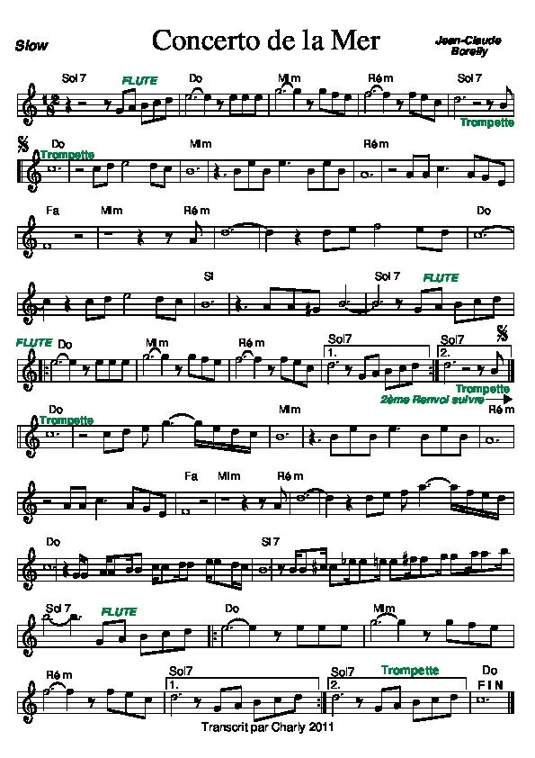 télécharger la partition d'accordéon Le concerto de la mer  au format PDF