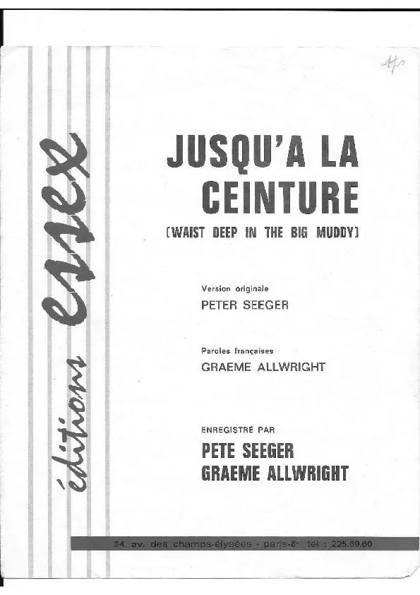 télécharger la partition d'accordéon Jusqu'à la ceinture (waist deep in the big muddy) au format PDF