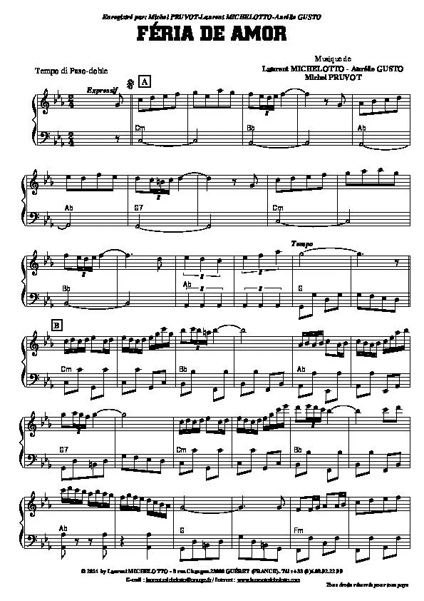 télécharger la partition d'accordéon Féria de amor (Paso Doble) au format PDF
