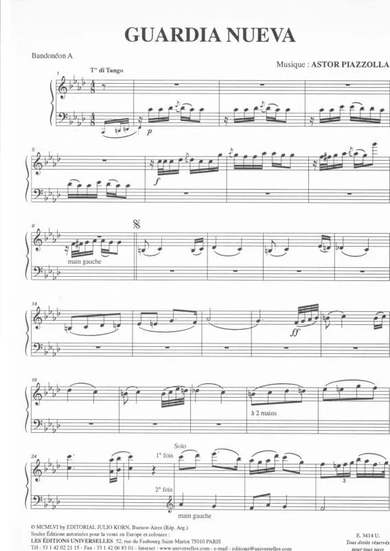 télécharger la partition d'accordéon Guardia Nueva (Bandonéon A) (Tango) au format PDF
