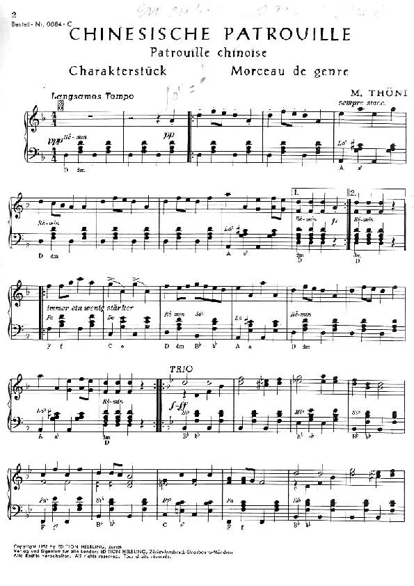 télécharger la partition d'accordéon Chinesische patrouille (Patrouille chinoise) (Morceau de genre) (Charakterstück) au format PDF