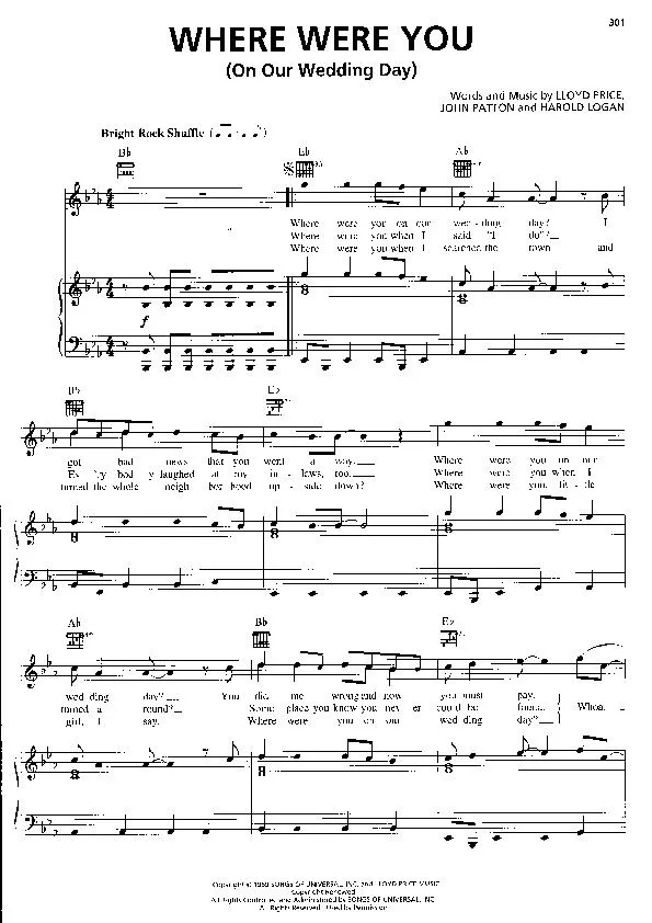 télécharger la partition d'accordéon Where were you (on our wedding day) (Interprète : Billy Joel) (Rock Shuffle) au format PDF