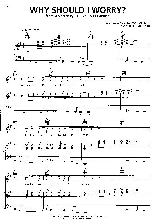 télécharger la partition d'accordéon Why should I worry (Du Film : Oliver & Company) (Interprète : Billy Joel) (Medium Rock) au format PDF