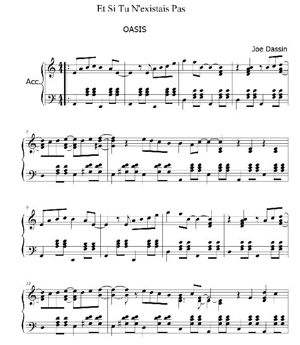 télécharger la partition d'accordéon Et si tu n'existais pas (Oasis) au format PDF