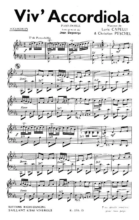 télécharger la partition d'accordéon Viv' Accordiola (Arrangement : Jean Degeorge) (Paso Doble) au format PDF