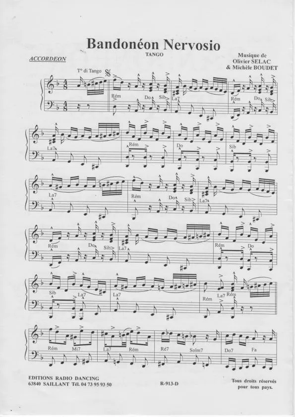 télécharger la partition d'accordéon Bandonéon Nervosio (Tango) au format PDF