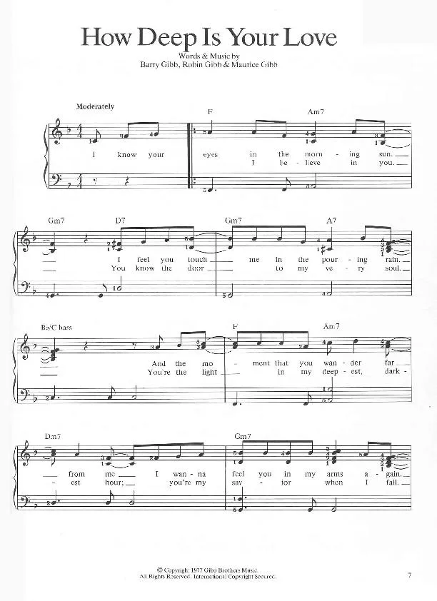 télécharger la partition d'accordéon How deep is your love (Interprètes : The Bee Gees) (Boléro) au format PDF