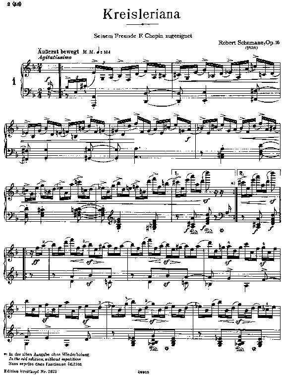 télécharger la partition d'accordéon Robert Schumann : Kreisleriana ( Op 16) (Pour son ami Frédéric Chopin) (Seinem Freunde Frédéric Chopin zugeeingnet) au format PDF