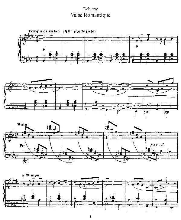 télécharger la partition d'accordéon Valse Romantique (Piano) au format PDF
