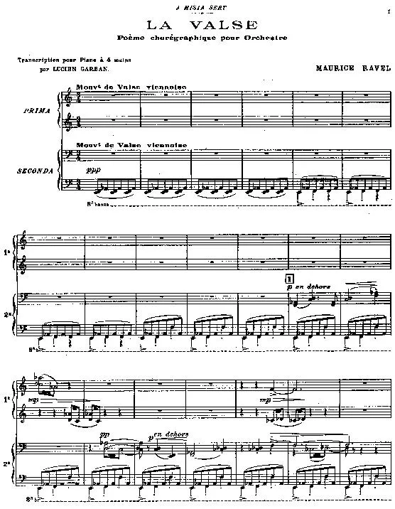 télécharger la partition d'accordéon La Valse (Poème chorégraphique pour Orchestre) (Transcription pour Piano à 4 mains par Lucien Garbant) au format PDF