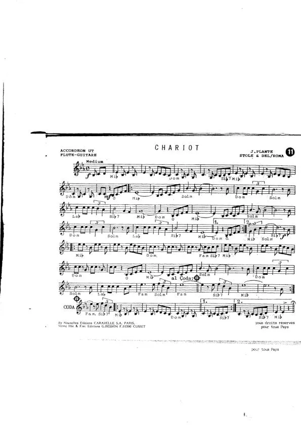 télécharger la partition d'accordéon Chariot (Chant : Petula Clark) (Boléro) au format PDF