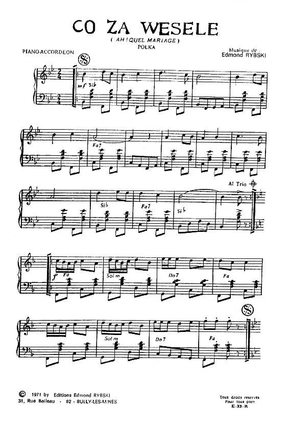 télécharger la partition d'accordéon Co Za Wesele (Ah Quel mariage) (Polka) au format PDF