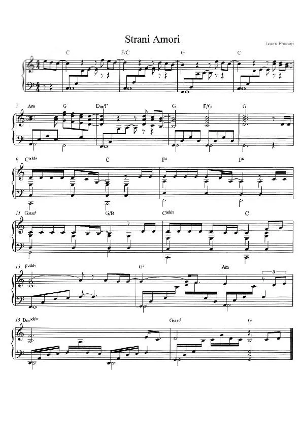 télécharger la partition d'accordéon Strani Amori  (Piano) au format PDF