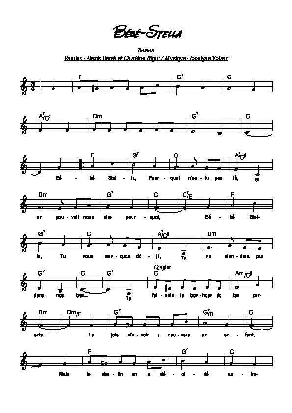 télécharger la partition d'accordéon Bébé Stella (Boston) au format PDF