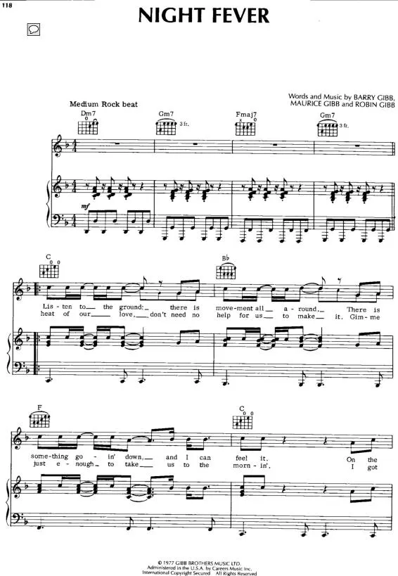 télécharger la partition d'accordéon Night fever (Interprètes : The Bee Gees) (Swing Madison) au format PDF