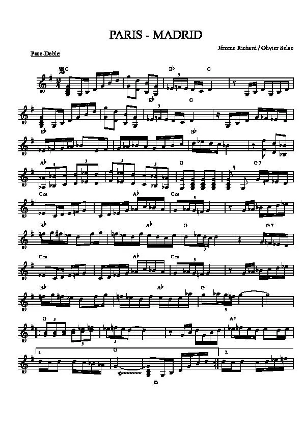 télécharger la partition d'accordéon Paris Madrid (Paso Doble) au format PDF