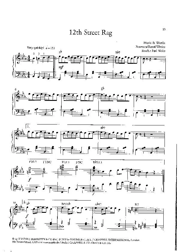 télécharger la partition d'accordéon 12th Street Rag (Arrangement : Susi Weiss) au format PDF