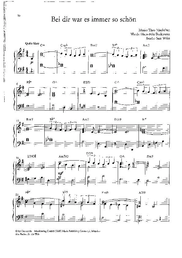 télécharger la partition d'accordéon Bei dir war es immer so schön (Arrangement : Susi Weiss) (Slow Fox-Trot) au format PDF