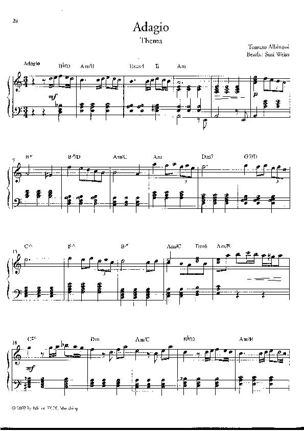 télécharger la partition d'accordéon Adagio (Arrangement : Susi Weiss) au format PDF