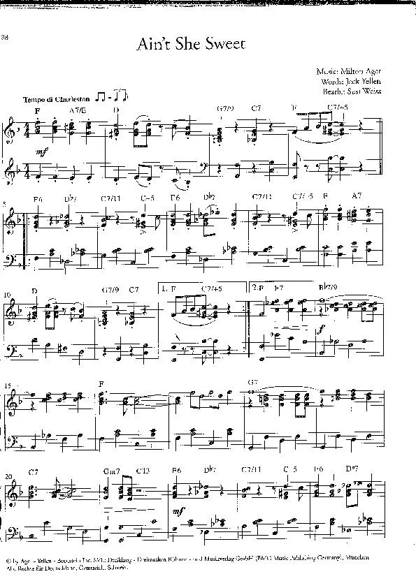 télécharger la partition d'accordéon Ain't she sweet (Arrangement : Susi Weiss) (Charleston) au format PDF