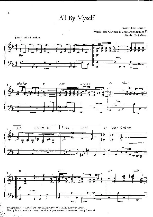 télécharger la partition d'accordéon All by myself (Arrangement : Susi Weiss) (Slow) au format PDF