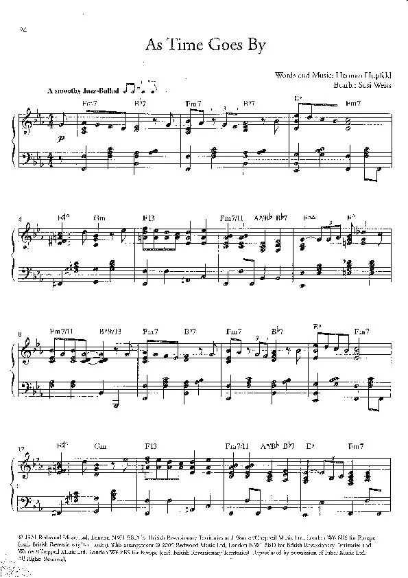 télécharger la partition d'accordéon As time goes by (Arrangement : Susi Weiss) (Jazz Ballad) au format PDF