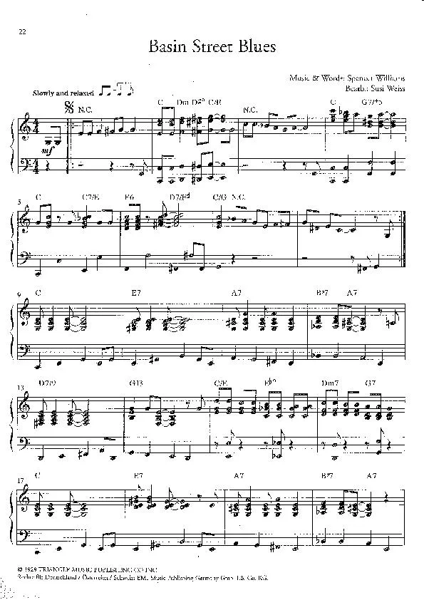 télécharger la partition d'accordéon Basin Street blues (Arrangement : Susi Weiss) (Slow Blues) au format PDF