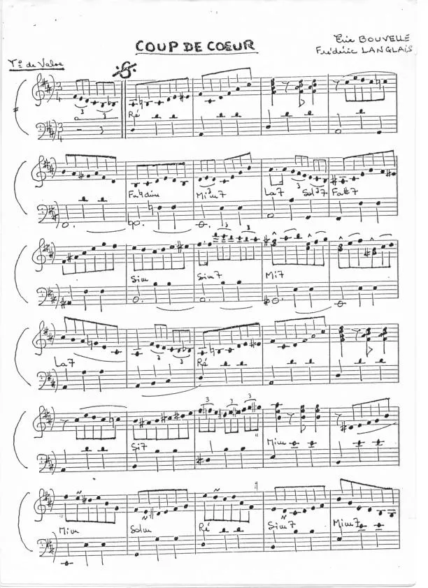 télécharger la partition d'accordéon Coup de coeur (Valse) (Partition Manuscrite) au format PDF