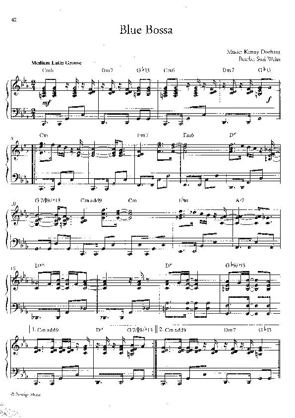 télécharger la partition d'accordéon Blue Bossa (Arrangement : Susi Weiss) au format PDF