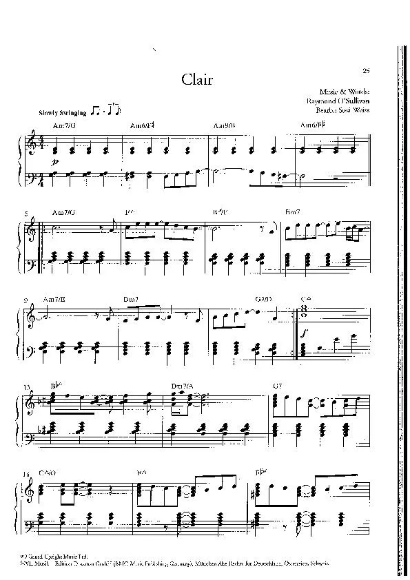 télécharger la partition d'accordéon Clair (Arrangement : Susi Weiss) (Rumba) au format PDF