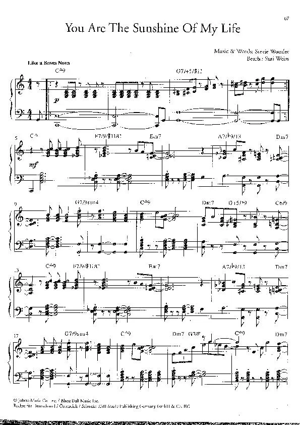 télécharger la partition d'accordéon You are the sunshine of my life (Arrangement : Susi Weiss) (Bossa Nova) au format PDF
