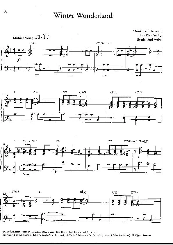 télécharger la partition d'accordéon Winter Wonderland (Arrangement : Susi Weiss) (Chant de Noël) au format PDF