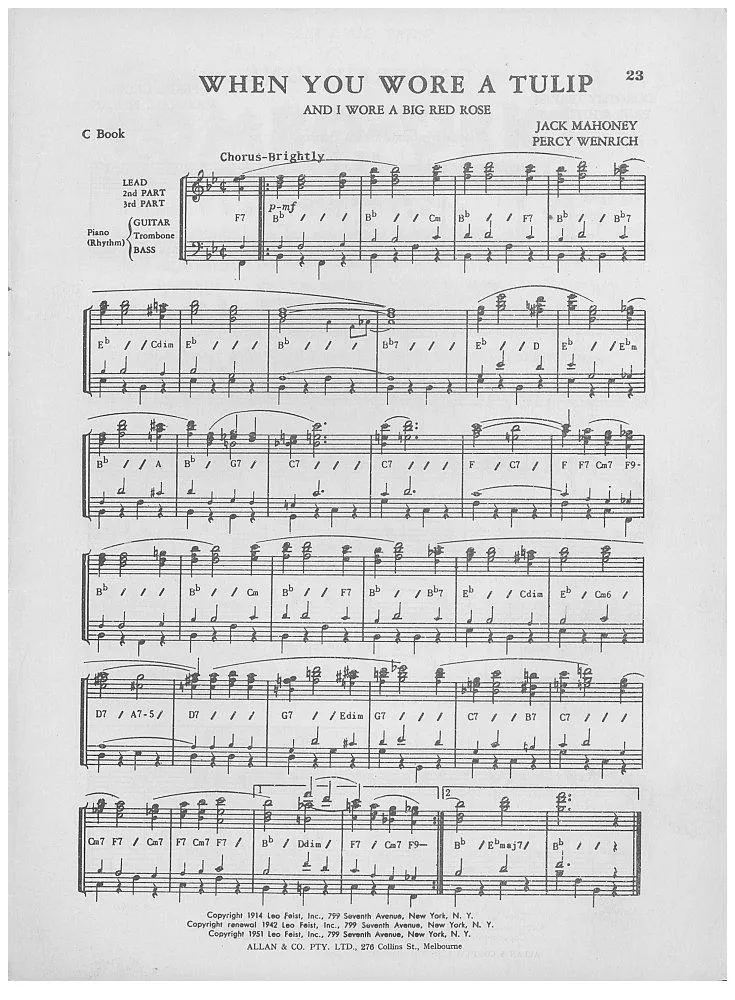 télécharger la partition d'accordéon When you wore a tulip (and I wore a big red rose) (Fox-Trot) au format PDF