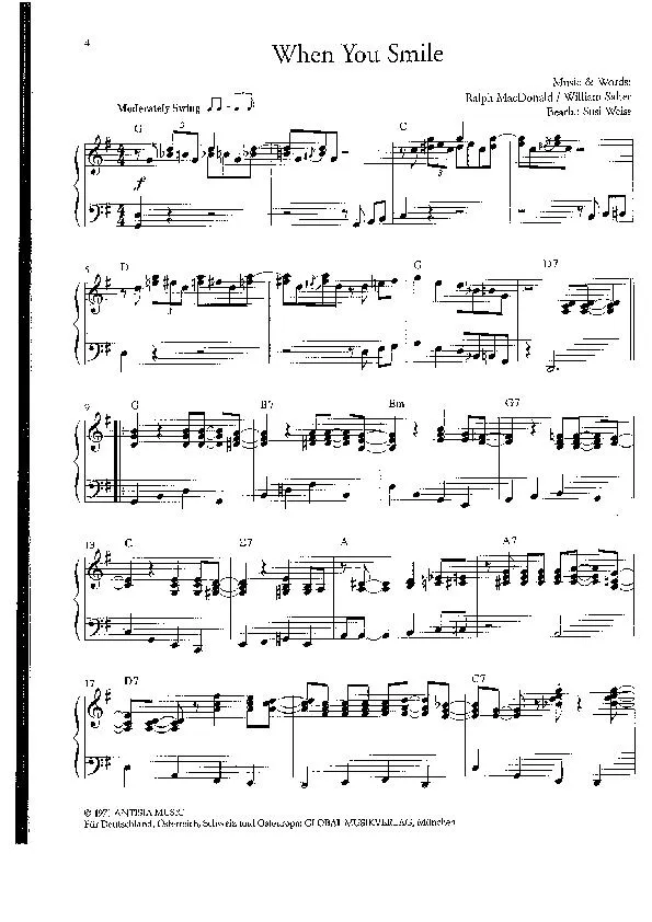 télécharger la partition d'accordéon When you smile (Arrangement : Susi Weiss) (Swing) au format PDF