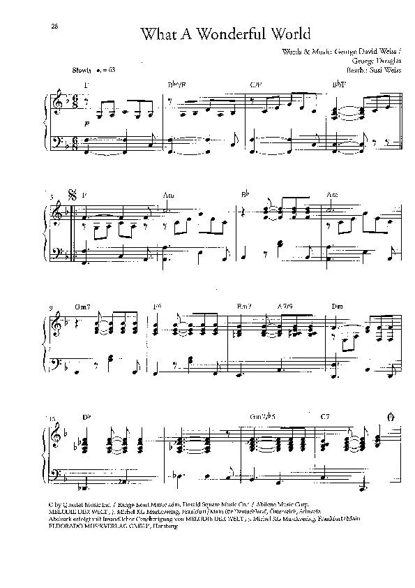 télécharger la partition d'accordéon What a wonderful world (Arrangement : Susi Weiss) (Slow Rock) au format PDF