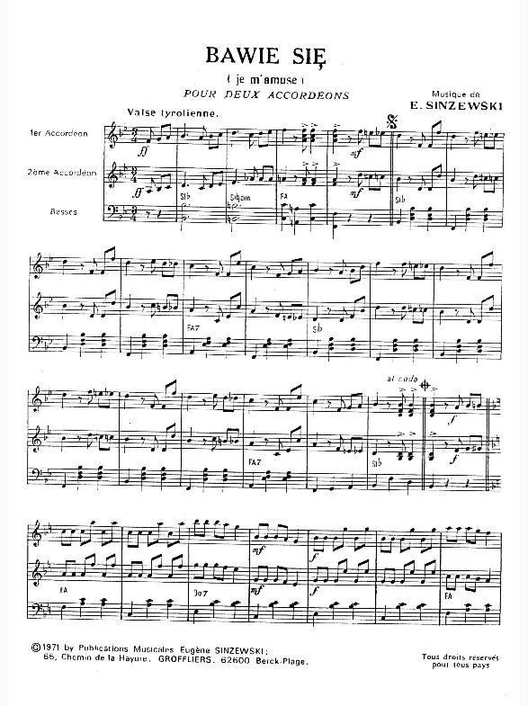 télécharger la partition d'accordéon Bawie Sie (Je m'amuse) (Valse Tyrolienne pour deux Accordéons) au format PDF