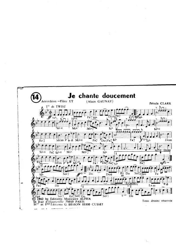 télécharger la partition d'accordéon Je chante doucement (Twist) au format PDF