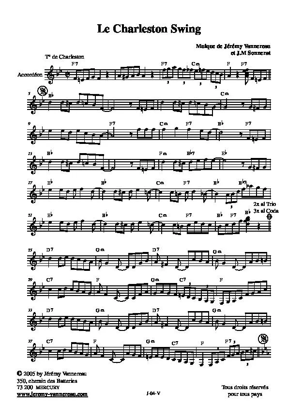 télécharger la partition d'accordéon Le Charleston Swing au format PDF