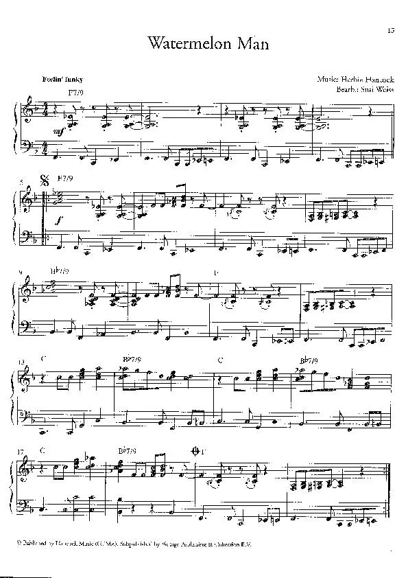 télécharger la partition d'accordéon Watermelon man (Arrangement : Susi Weiss) (Funk) au format PDF