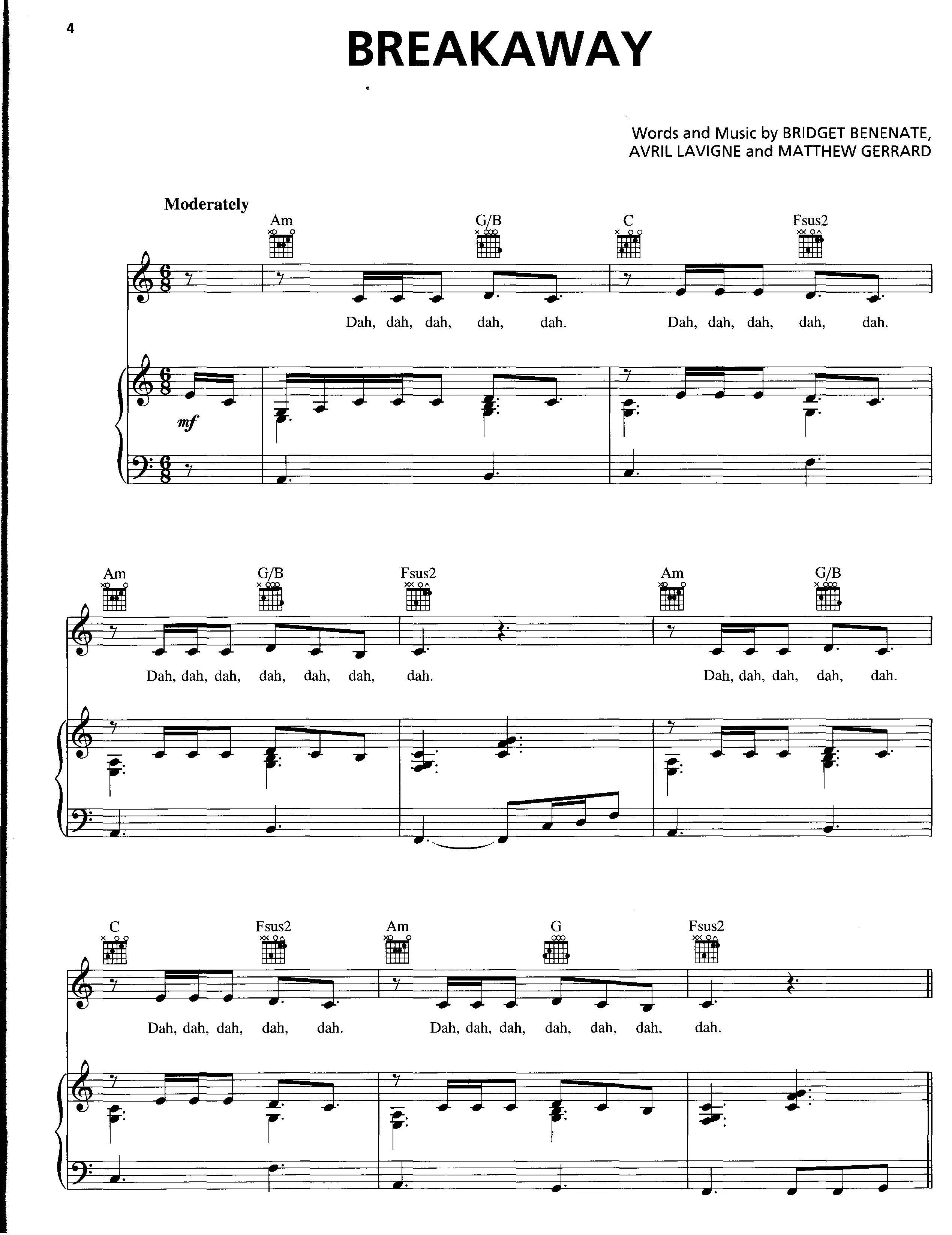 télécharger la partition d'accordéon Kelly Clarkson : Breakaway (Piano / Vocal / Guitar) (12 Titres) au format PDF