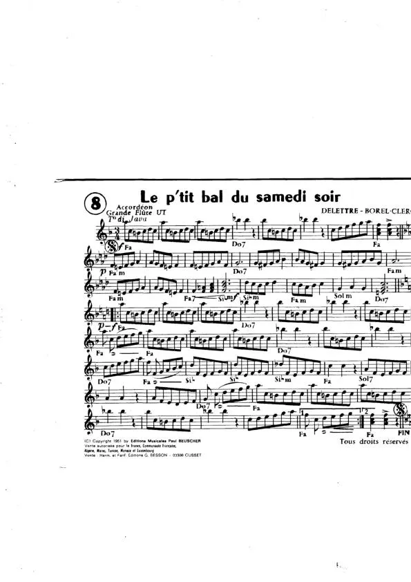 télécharger la partition d'accordéon Le p'tit bal du samedi soir au format PDF